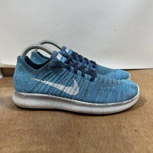 Nike Free RN Flyknit Women's Size 8 Running Shoes Ocean Fog Sneakers 831070-404
